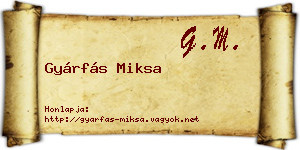 Gyárfás Miksa névjegykártya